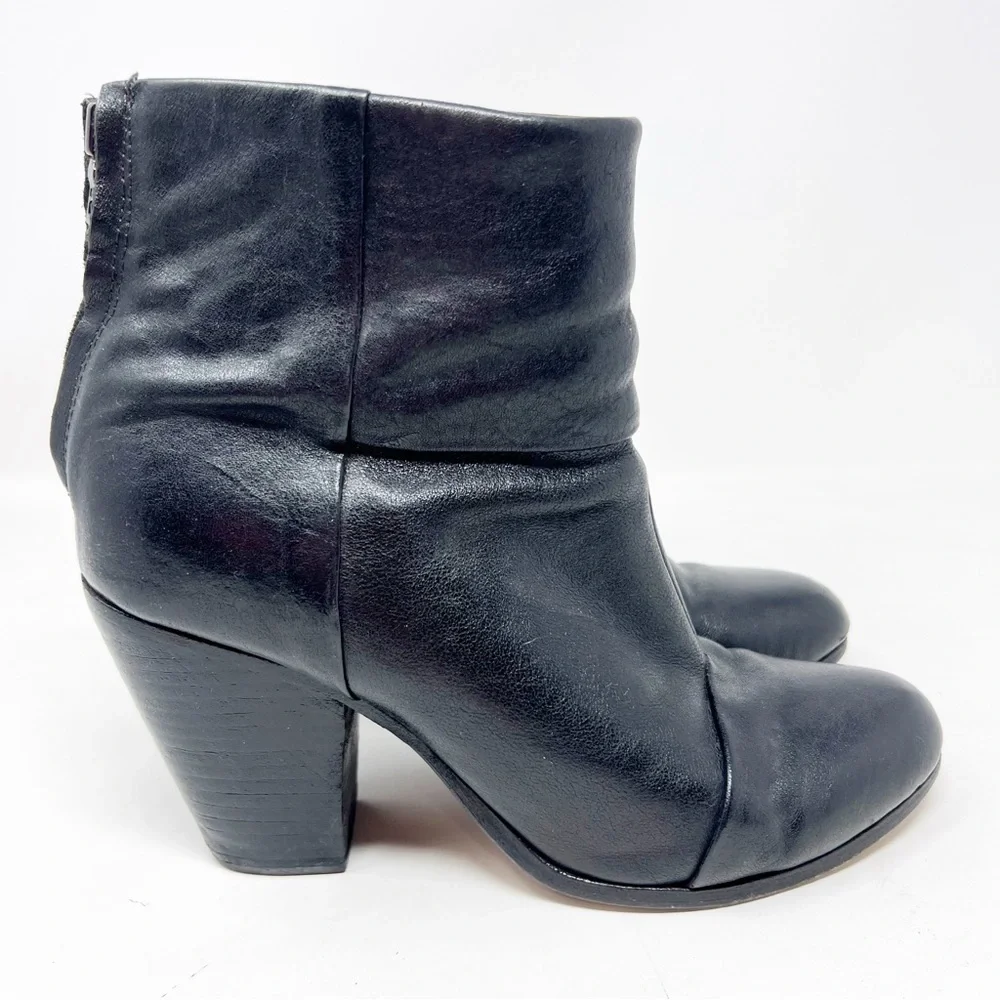 RAG & BONE NEWBURY BLACK LEATHER ANKLE BOOTS WOMENS SZ 9